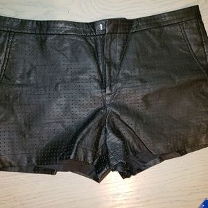 Banana Republic faux leather, preforated shorts